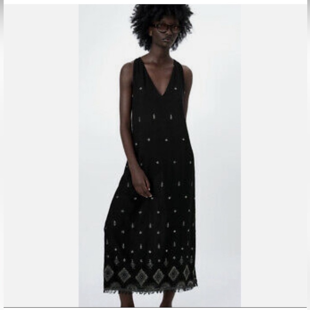 ZARA BLACK EMBROIDERED DRESS *NWOT